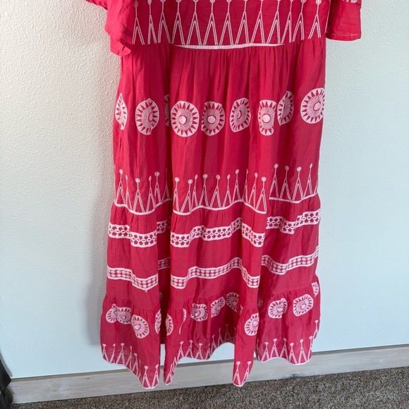 New Oliphant Soleil Red Flirty V-Neck Maxi Dress NWT Boho Casual Women’s Small - Picture 14 of 16